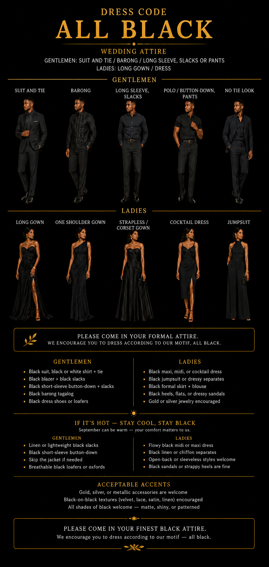 All Black Wedding Attire Inspiration